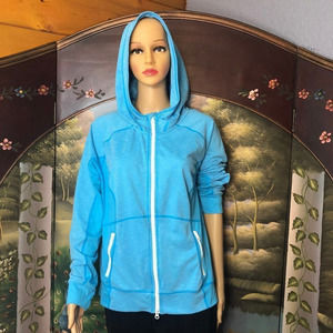 ZELLA Blue Hoodie Sweatshirt Workout wear Jacket Stretch fabric Long sleeves Zip